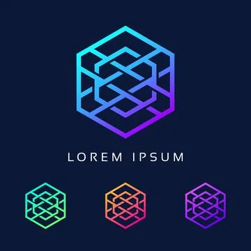 Creative Polygon Shape Logo Icon design template. Colorful Technology sign. Stock Illustration