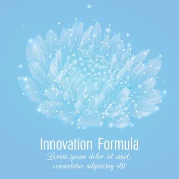 Creative polygonal flower on light blue background. Science and beauty Stock Illustration