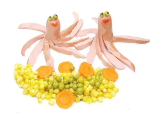 Creative porridge squid shape Stock Photos