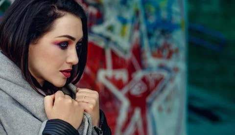 Creative portrait of model in studio. Style, fashion, beauty.  Stock Photos