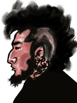 Creative portrait of young man punk in profile Illustrazione stock