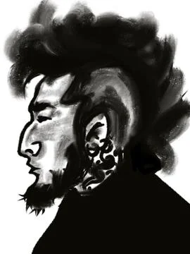 Creative portrait of young man punk in profile Illustrazione stock