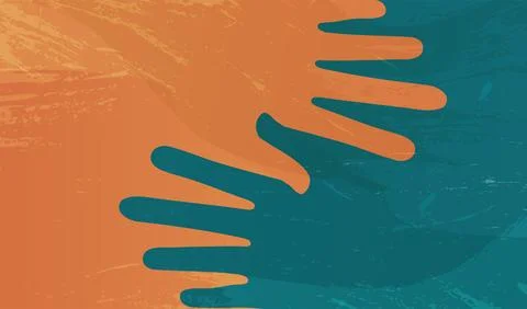 Creative poster design with two intersecting hands volunteer concept. Ngo. Aid Illustrazione stock