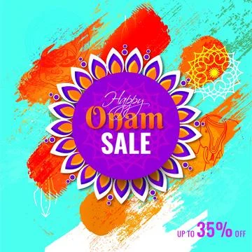Creative poster or template design with discount offer for happy onam sale. Stock Illustration