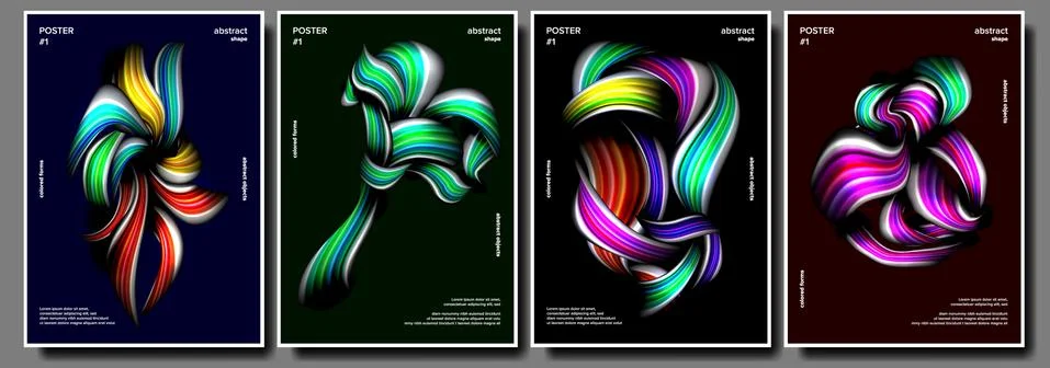 Creative Poster Set Vector. Abstract Colorful Liquid And Fluid Colors. Colorful Illustrazione stock