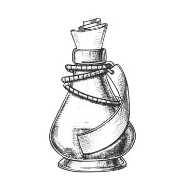 Creative Potion Glass Bottle Phial Ink Vector Stock Illustration