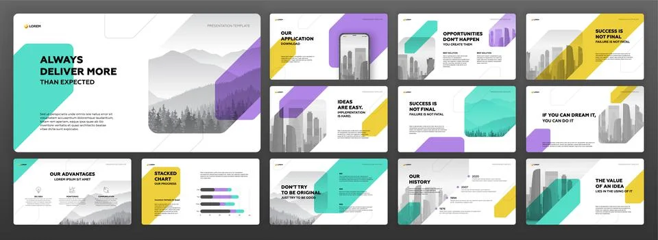 Creative presentation templates set for business Stock Illustration