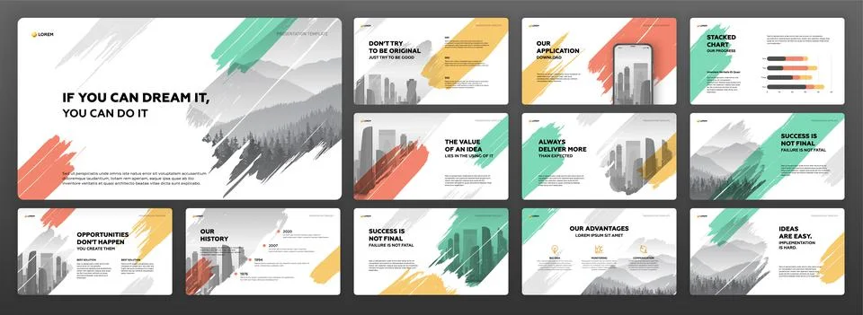 Creative presentation templates set for business Stock Illustration