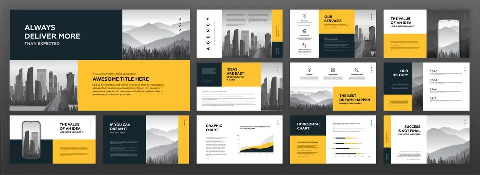 Creative presentation templates set for business Stock Illustration