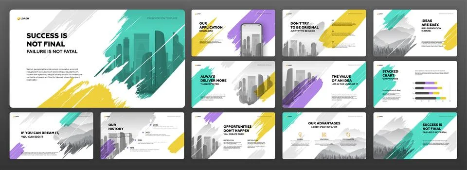 Creative presentation templates set for business Stock Illustration