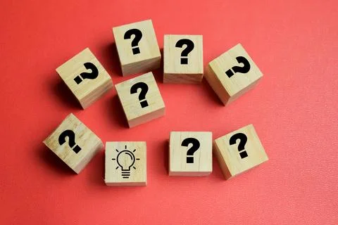 Creative problem solving and brainstorming idea with question marks Stock Photos