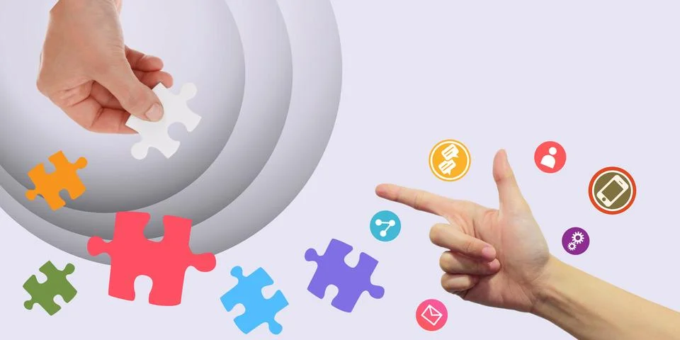 Creative problem solving for businesses done right by working as a team Stock Illustration