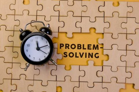 Creative problem-solving with clock and puzzle pieces Stock Photos