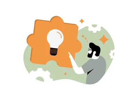 Creative problem solving - innovation and idea generation, business solution - Stock Illustration