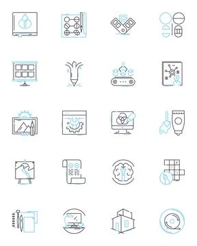 Creative problem-solving linear icons set. Innovation, Resourceful, Insight Stock Illustration