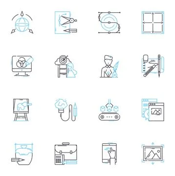 Creative problem-solving linear icons set. Innovation, Resourceful, Insight Stock Illustration