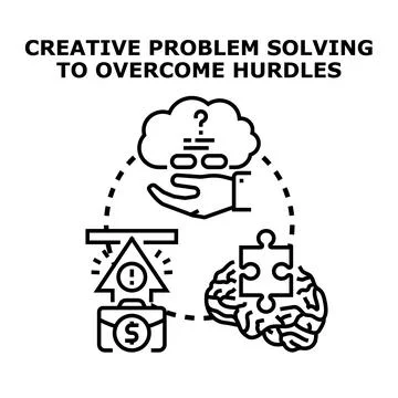 Creative problem solving overcoming business challenges concept Stock Illustration