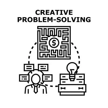 Creative problem solving process finding innovative business solutions Stock Illustration