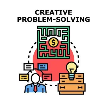 Creative problem solving process finding innovative business solutions 스톡 일러스트