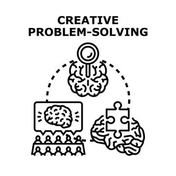 Creative problem solving process finding business solution Illustrazione stock