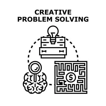 Creative problem solving process finding innovative solutions Stock Illustration