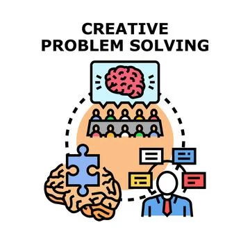Creative problem solving process with teamwork and ideas イラスト素材