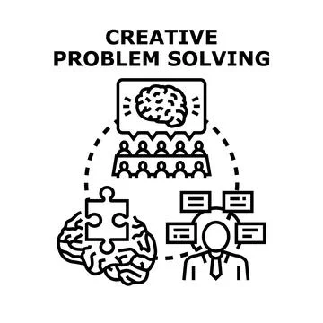 Creative problem solving process with teamwork and ideas Stock Illustration