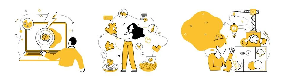 Creative process. Analysis and thinking lay intellectual groundwork for creative Ilustración de archivo