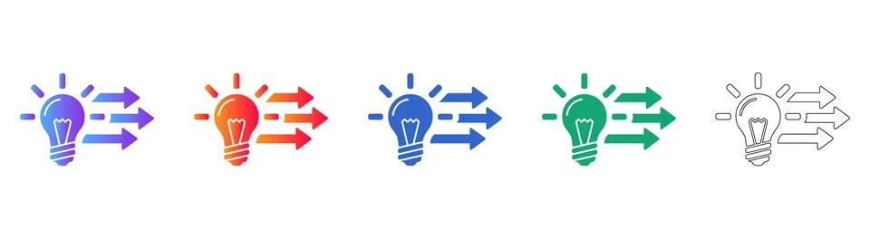 Creative Process and Innovation Icons Set Stock Illustration