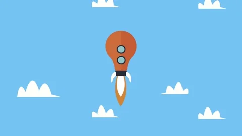 Creative process animation with bulb launcher Stock Footage 155511882