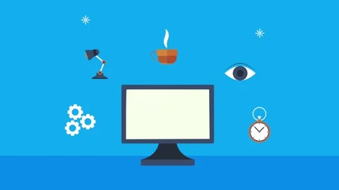 Creative process animation with desktop and tools Stock Footage 155512025