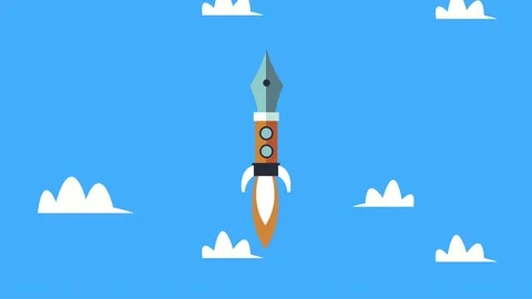 Creative process animation with pen launcher Stock Footage 155511921