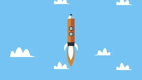 Creative process animation with pencil launcher Stock Footage 155511867