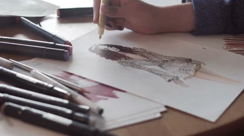 Creative process. artist Hands Video stock 66525424