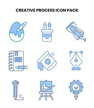 Creative Process Blue Bundle Icons Pack Illustrazione stock