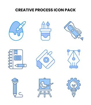 Creative Process Blue Bundle Icons Pack Illustration