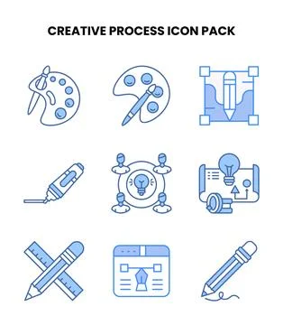 Creative Process Blue UI Icons Pack 스톡 일러스트