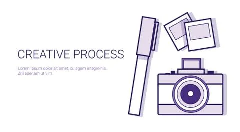 Creative Process Business Concept Template Web Banner With Copy Space Stock Illustration