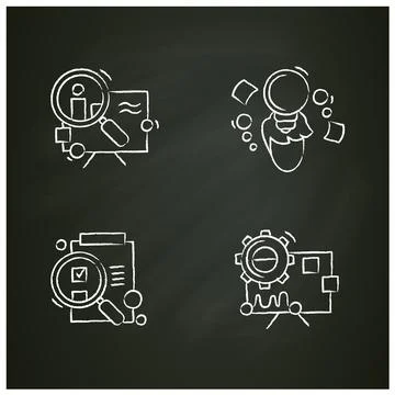 Creative process chalk icons set 스톡 일러스트
