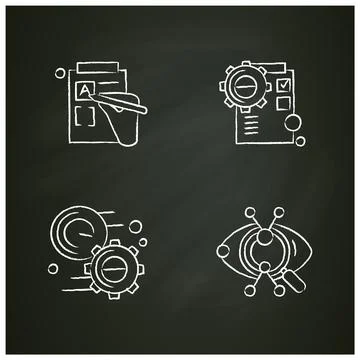 Creative process chalk icons set Stock Illustration