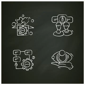 Creative process chalk icons set Stock Illustration