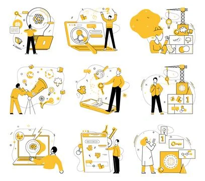 Creative process. Change and development dance together, shaping contours 스톡 일러스트