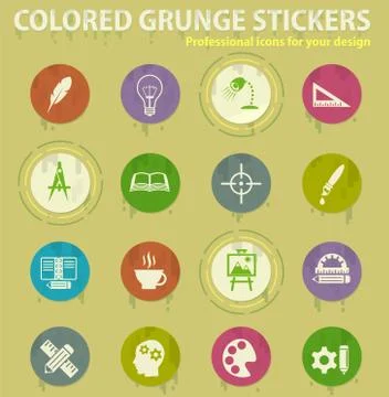 Creative process colored grunge icons Stock Illustration