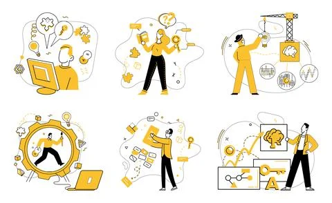 Creative process. The creative process concept thrives on symbiotic relationship Stock Illustration