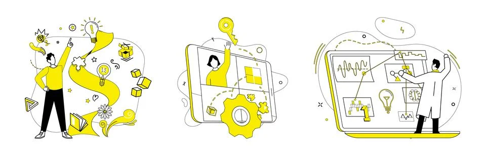 Creative process. The creative process concept thrives on symbiotic relationship Stock Illustration
