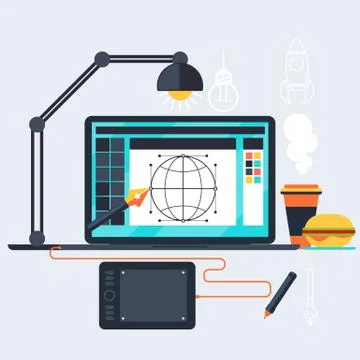 Creative process of designer concept Illustrazione stock