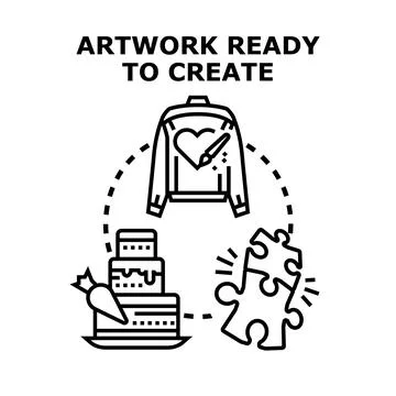 Creative process developing artwork and unique designs 스톡 일러스트