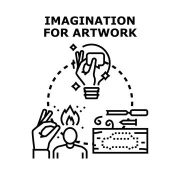 Creative process developing ideas for artwork イラスト素材