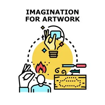 Creative process developing ideas for artwork Stock Illustration