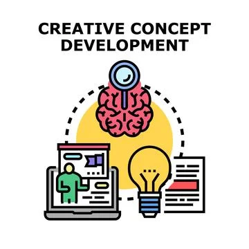 Creative process developing new business ideas and solutions Illustrazione stock